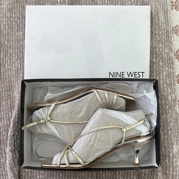 Nine West Gold Heels with Strappy Design - Picture 4 of 5